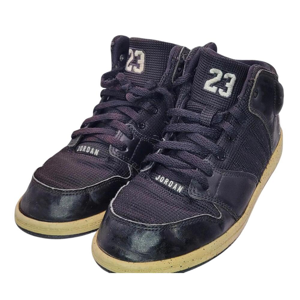 Nike Boys Air Jordan 1 Flight 4 828243-020 Black Basketball Shoes Sneakers 3Y